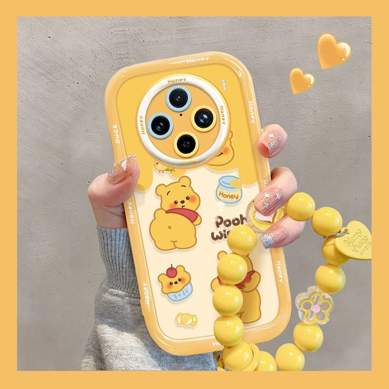 调皮维尼熊vivox100s手机壳硅胶带挂绳VIVOx100外壳女款小熊透明