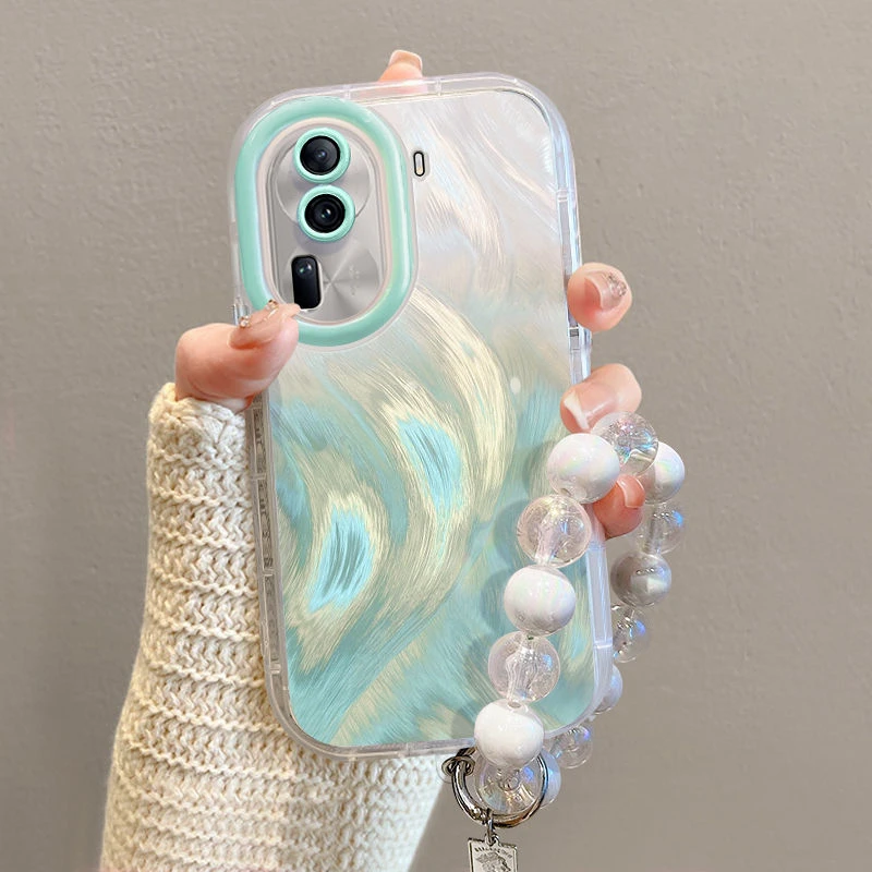 羽纱渐变绿opporeno11pro手机壳全包防摔OPPOreno10高端9防摔8/7