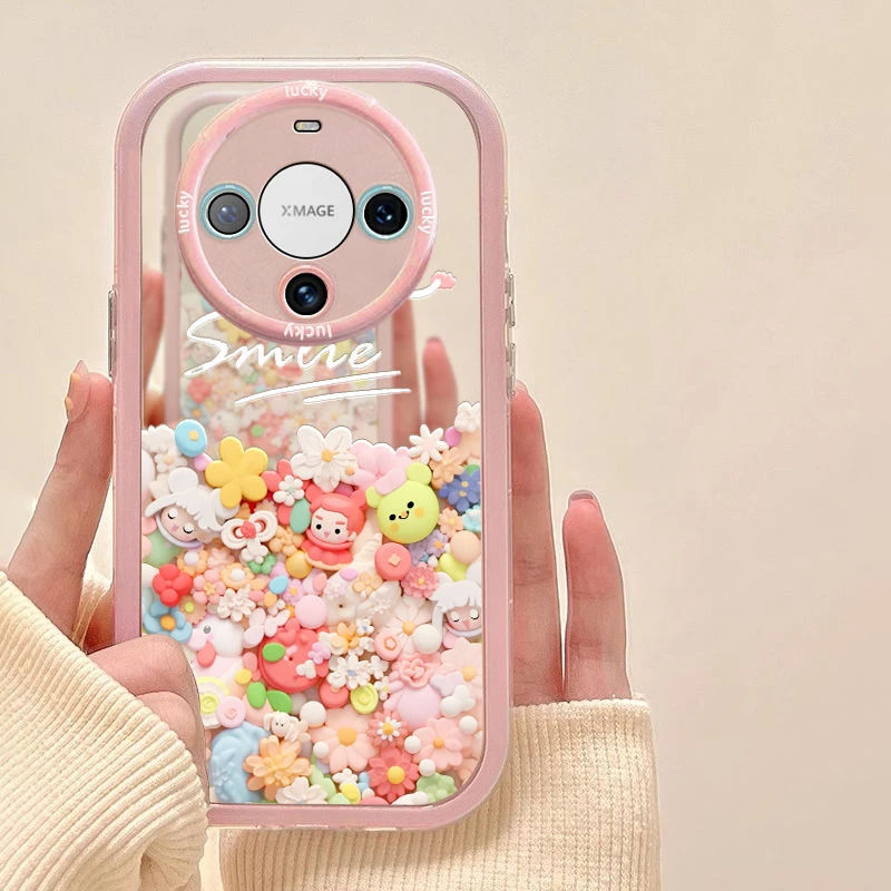 满屏花朵公仔华为mate60pro手机壳女卡通HUAWEImate50e全包高级感