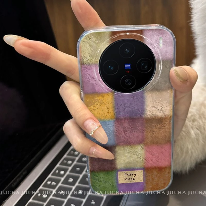 彩色色块适用vivox200promini手机壳网红爆款小众VIVOx100s高端90