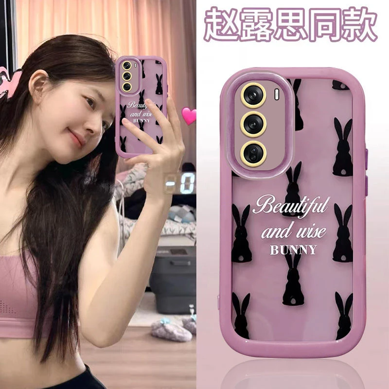 甜酷背影兔适用于opporeno12手机壳新款高级感OPPOreno12硅胶全包