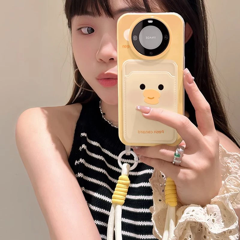 嘟嘴黄鸭华为mate60pro手机壳小众高级感HUAWEImate50全包40新款