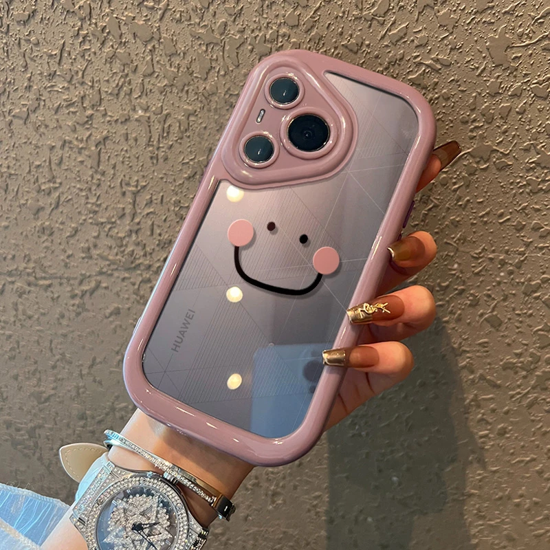 简约腮红笑脸华为pura70pro手机壳防摔透明pura70全包硅胶保护套