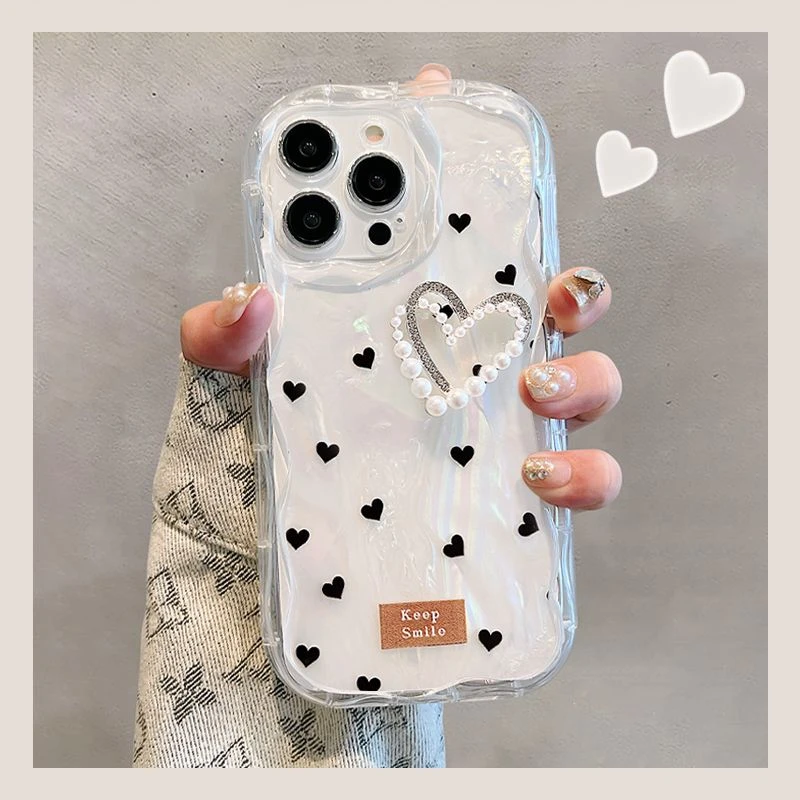 黑色爱心苹果15promax手机壳高级感小众iPhone14简约13轻奢12硅胶