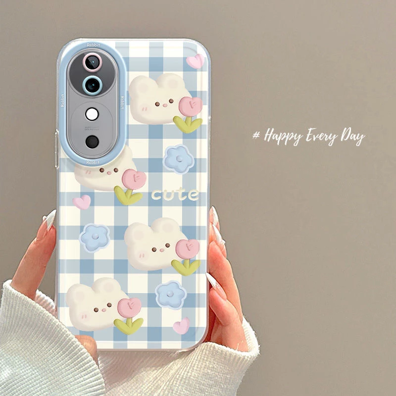 格纹兔子vivos19pro手机壳高级感轻奢VIVOs19外壳情侣款超火简约