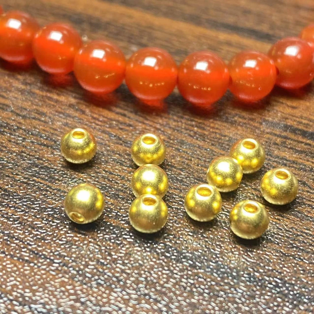 足金999古法卡4mm金珠10颗搭配好 玛  瑙手串@@A004-10