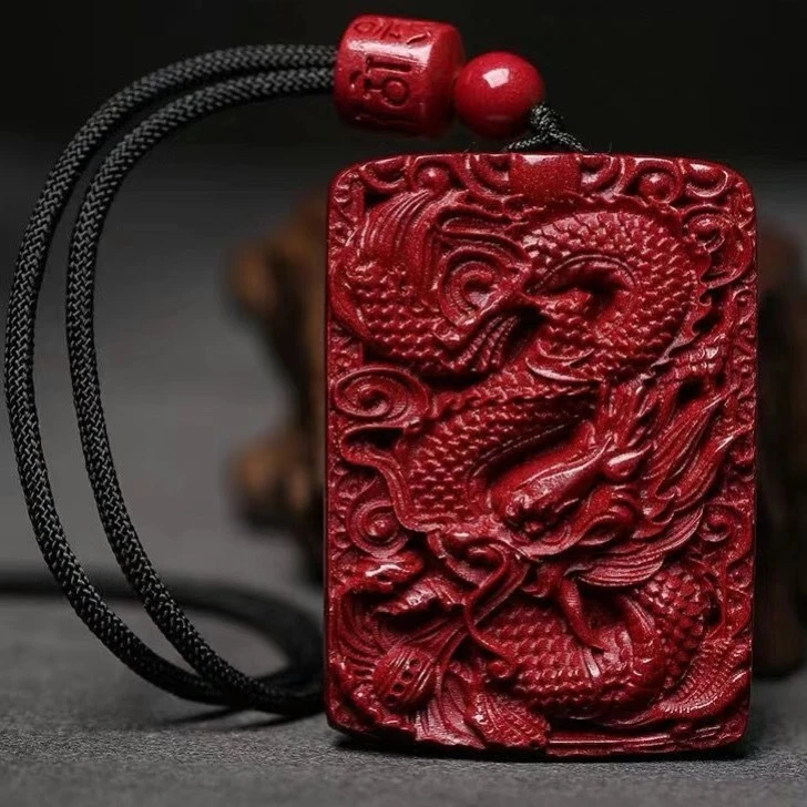 辰砂（处理）高含量朱砂紫金砂新款吊坠龙牌男款