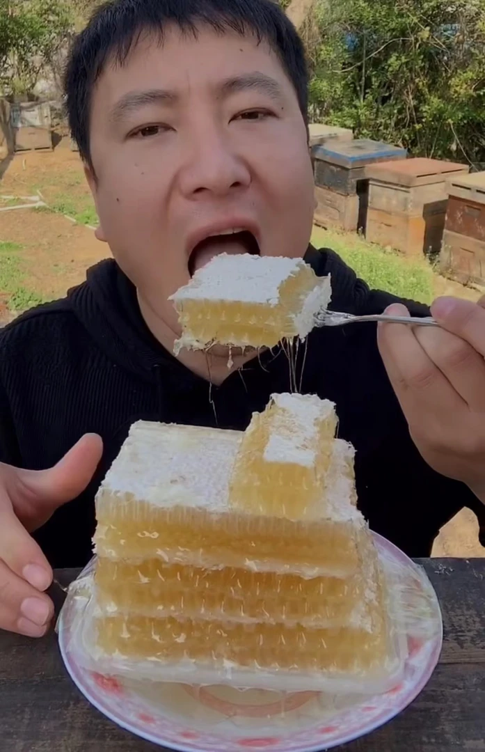 蜂巢蜜3斤(假一赔十)纯正的原蜜嚼着吃的蜂蜜连蜂窝一起端