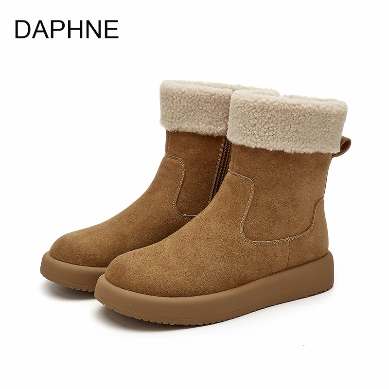达芙妮2024冬季新款厚底雪地靴女爆款加绒高帮时尚保暖加厚棉鞋