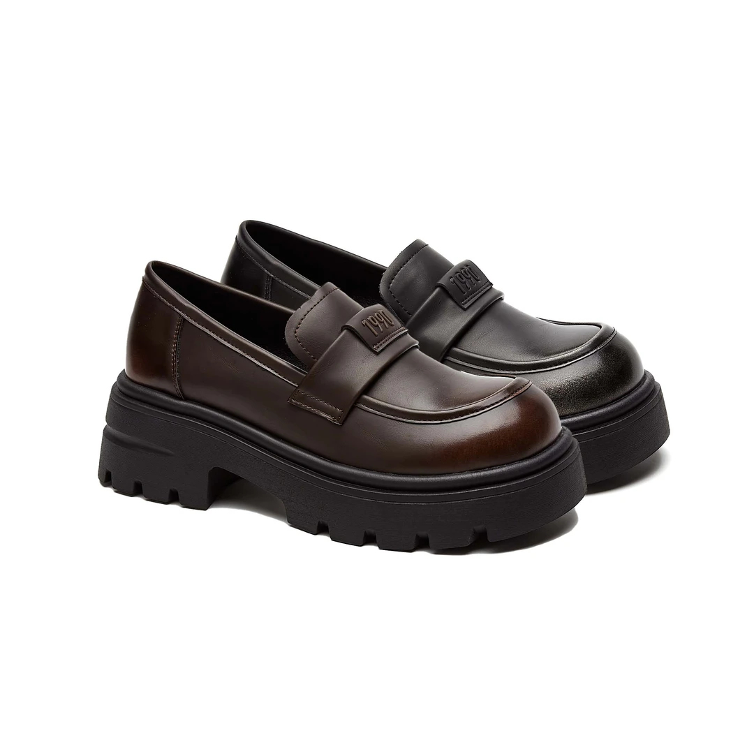 达芙妮厚底乐福鞋秋冬季新款女英伦风时尚百搭复古日系单鞋女