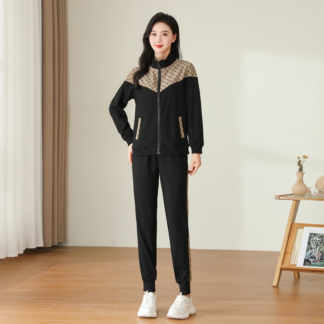 【秋季新款】韩版小众设计撞色拼接气质休闲百搭套装 AQ2775