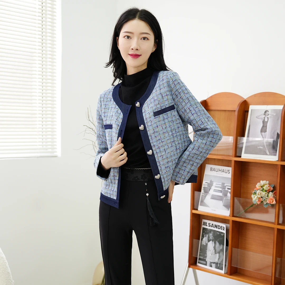 【秋季新款】法式轻奢设计感气质名媛小香风外套AQ2632 衣长49cm