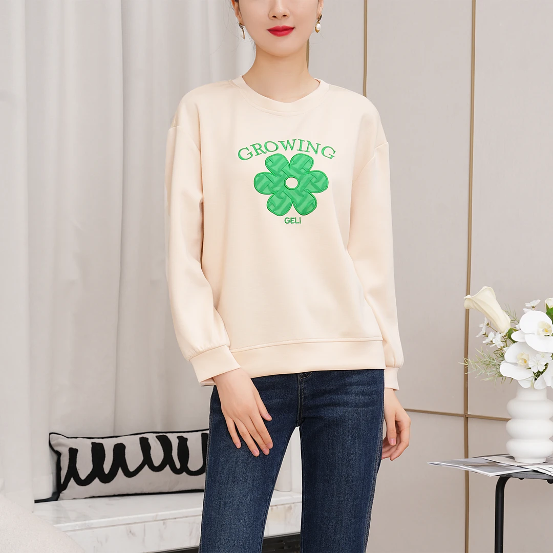 【秋季新款】设计感复古气质百搭休闲印花卫衣AQ2597 衣长59cm