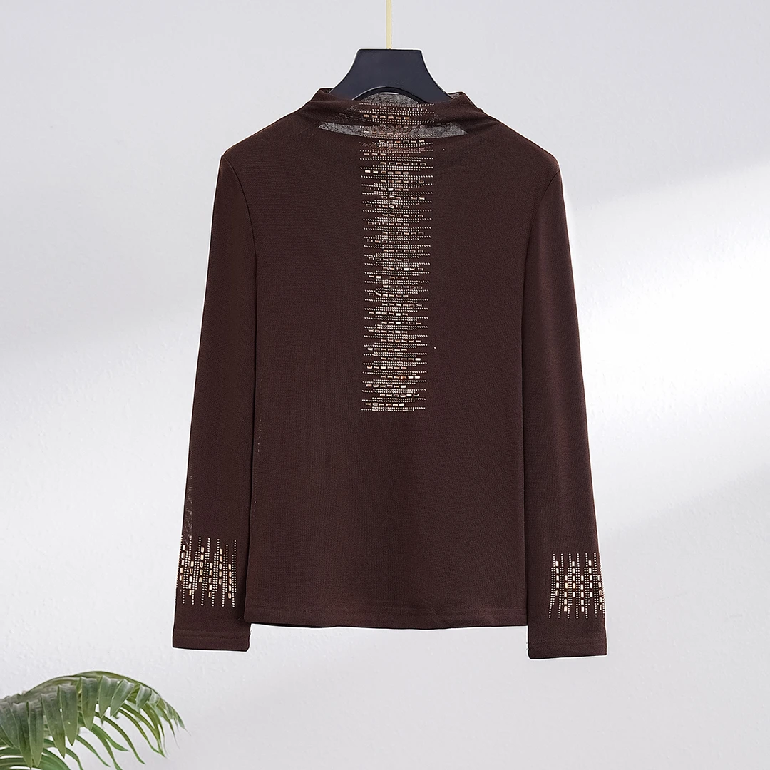 【秋冬新款】秋冬精致纯色轻奢时尚半高领烫钻气质小衫BQ5068衣长58