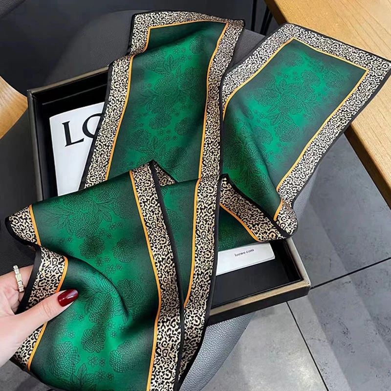 （春意盎然）时尚气质长条平角领巾丝巾16X146cm丝巾双面飘带护颈巾