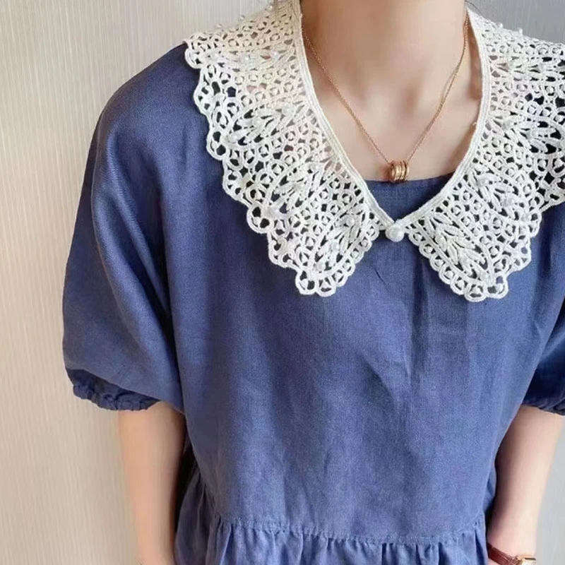 韩版蕾丝假领披肩夏季薄款防晒镂空娃娃领假领子女假领外搭配裙子
