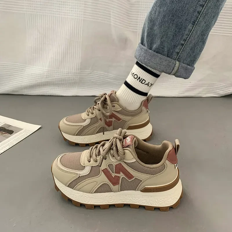 2024年春夏季新款爆款网红网面运动鞋厚底增高休闲老爹鞋百搭学生