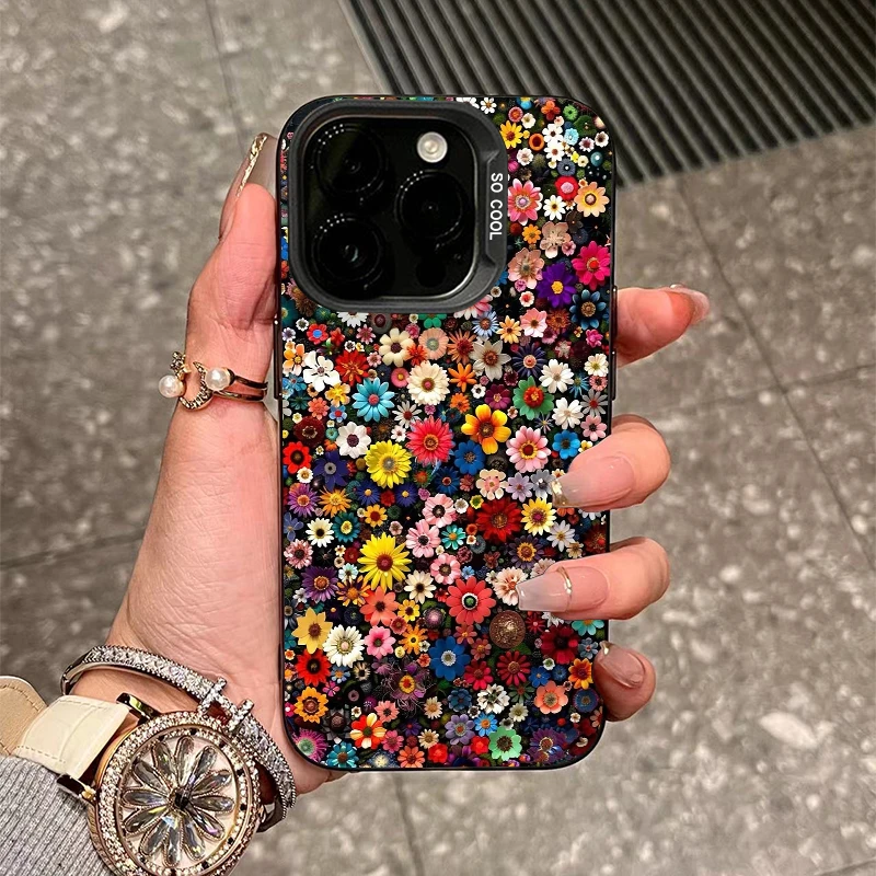 磨砂款满屏鲜花适用苹果15promax手机壳iphone14/12/13/xs/11软