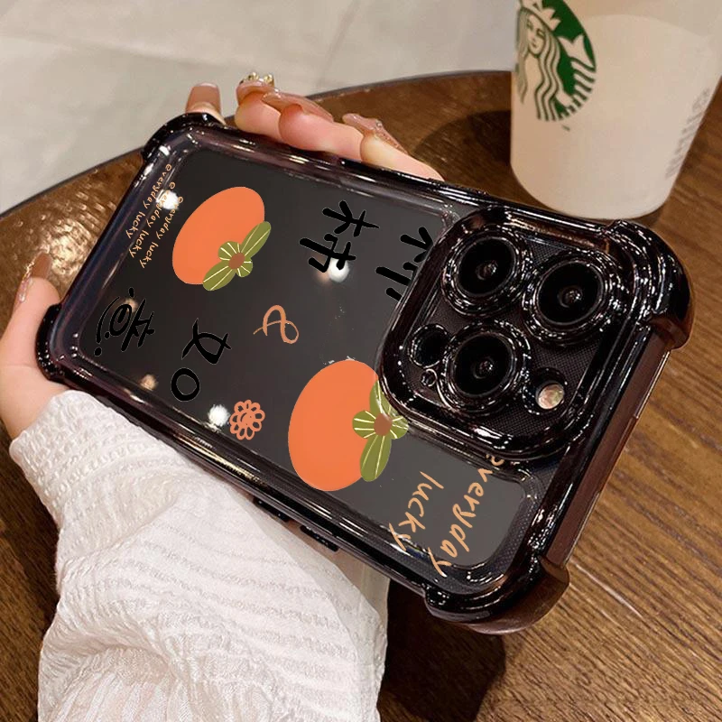 6D电镀柿柿如意适用苹果16promax手机壳iPhone15软14/13防摔12