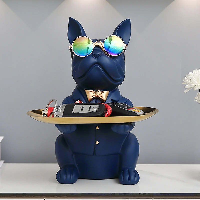 高档法斗犬入户钥匙收纳玄关摆件家居客厅鞋柜装饰品摆设乔迁礼品