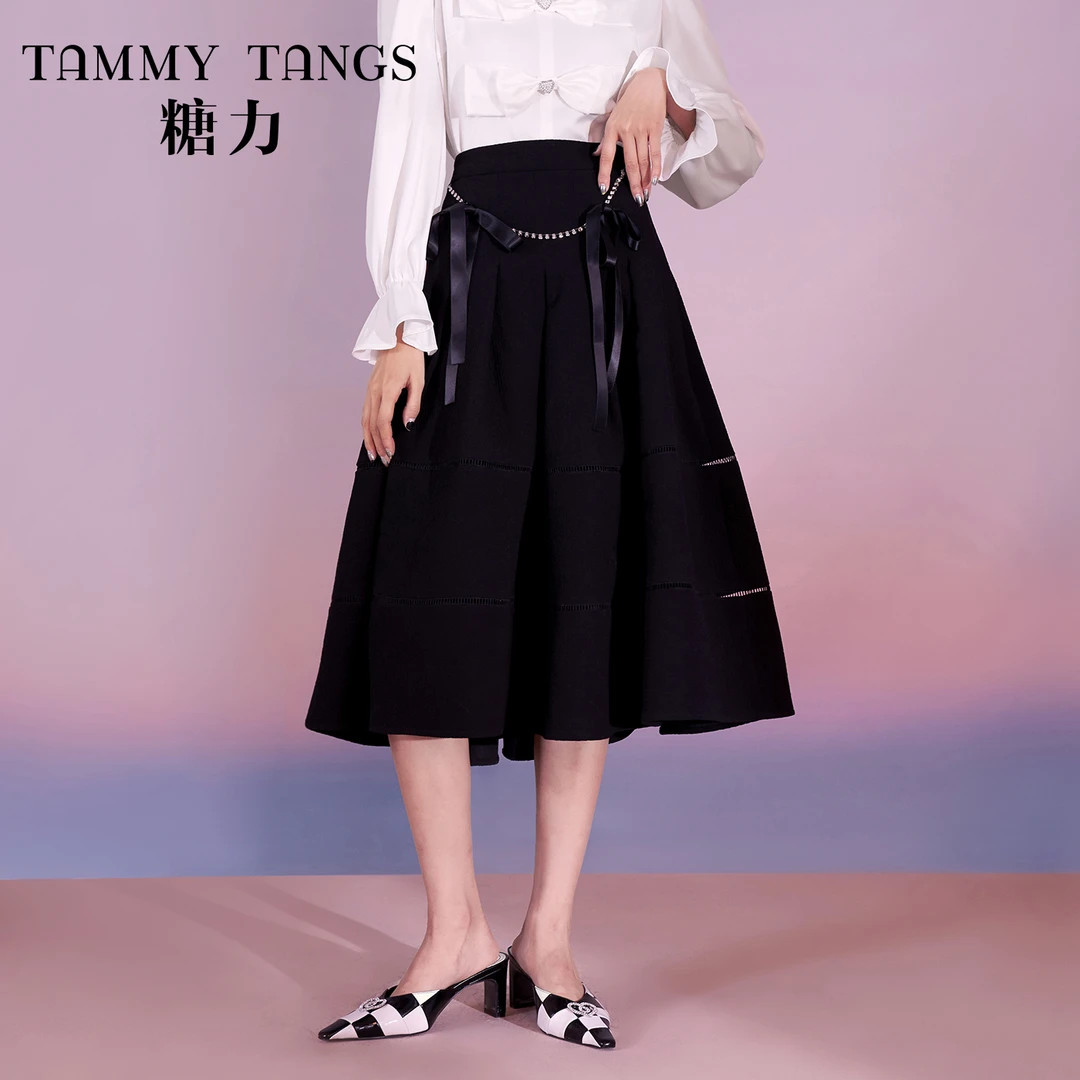 【老板娘夏天】糖力仿钻链条半身裙中长款