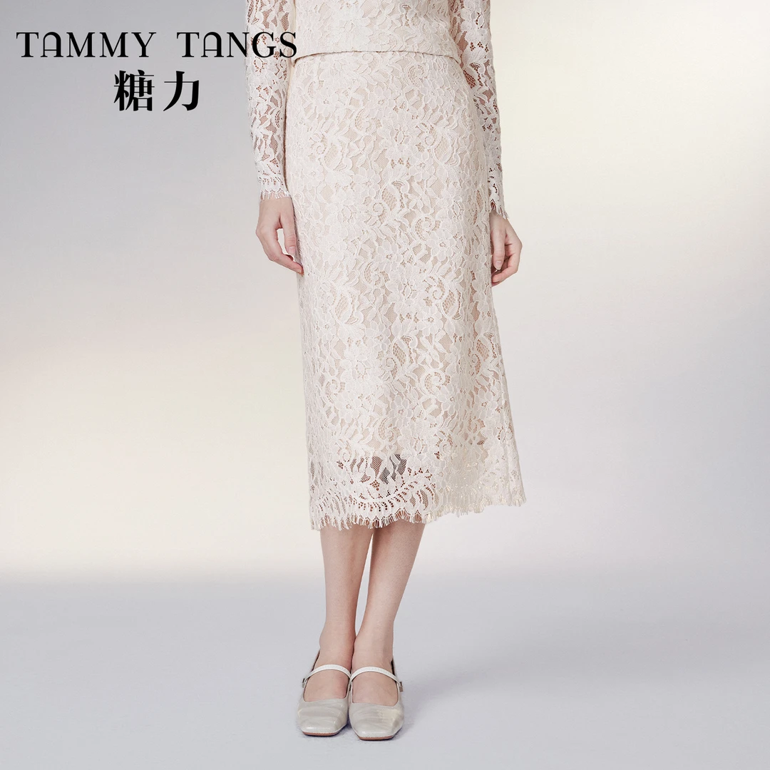 6599【CC专属】糖力蕾丝半身裙直筒裙TWRCB36599