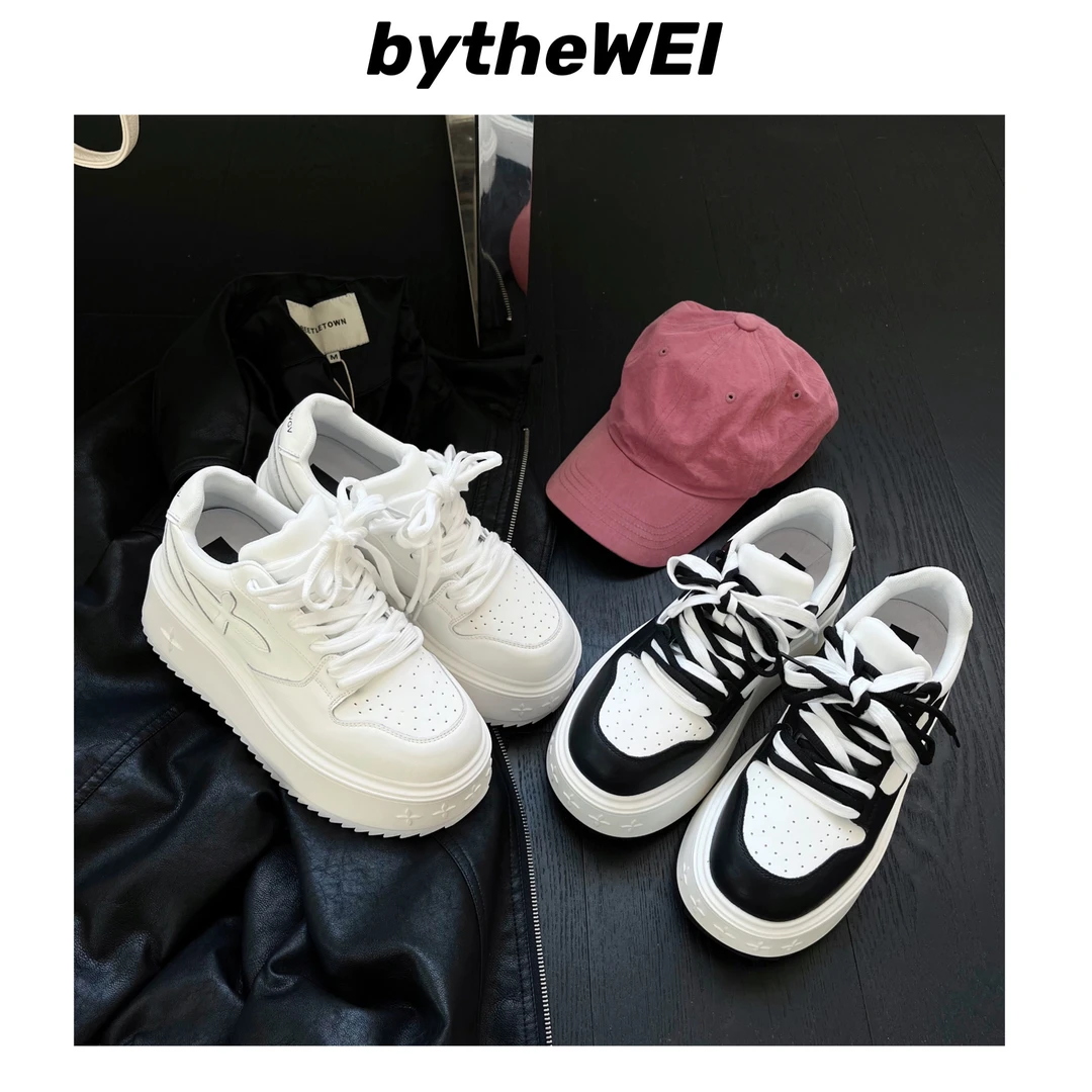 bytheWEI~【罗马记忆】24新款真皮超厚底小白鞋女休闲鞋板鞋ins潮鞋
