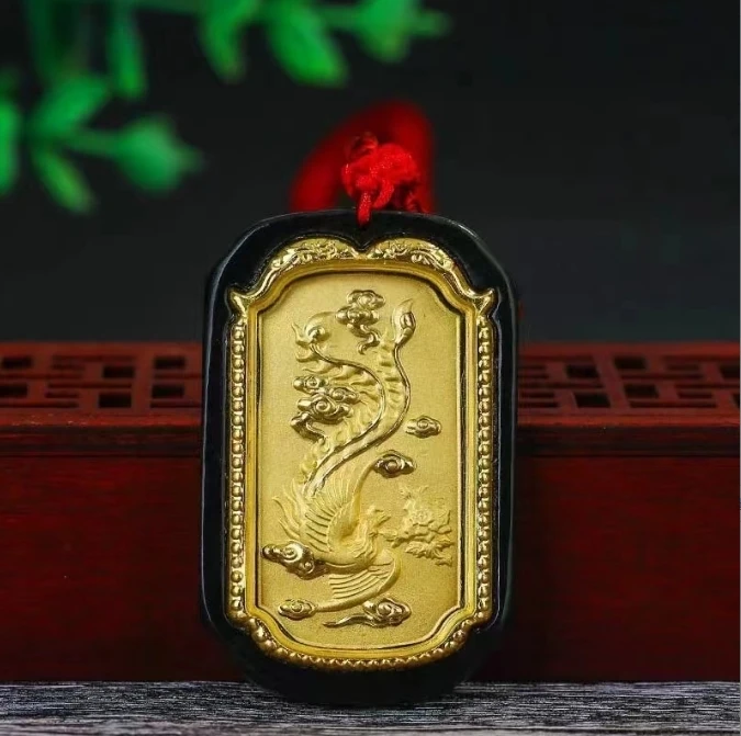 非金属吊坠 金镶Y方形凤牌吊坠   XX