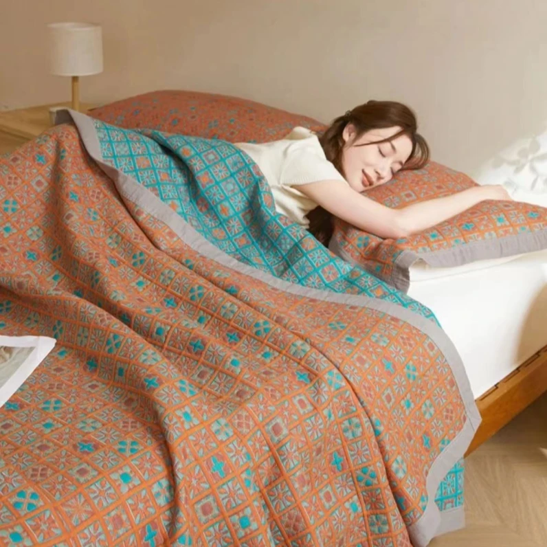 纱布盖毯四季毯-多样格子花200*230