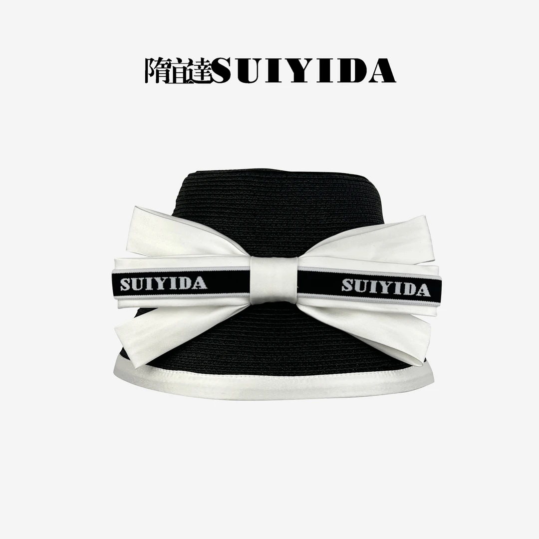 SUIYIDA/隋宜达黑白蝴蝶结渔夫帽 时尚设计师2023春夏新款