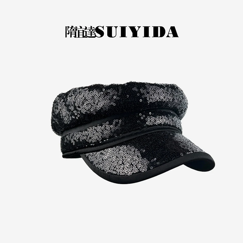SUIYIDA/隋宜达黑色亮片海军帽透气时尚设计师新款