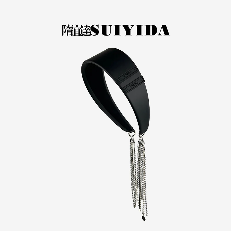 SUIYIDA/隋宜达 非金属皮质发饰 钻链流苏发箍时尚设计师2023新款