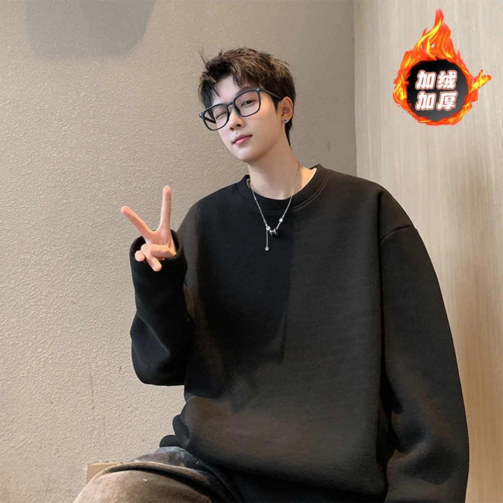 男春秋冬内搭男士保暖秋衣重磅长袖t圆领德绒打底衫中性风美式T恤