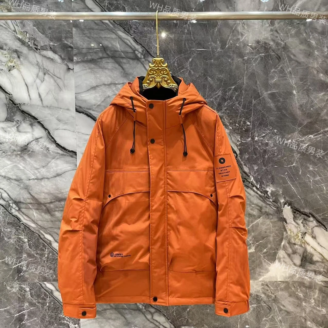 X【桔2XL】冬季新款连帽冲锋衣户外登山加厚保暖外套1218