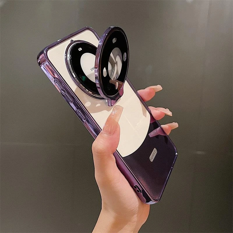 森迟华为mate60pro手机壳mate60pro隐形支架壳mate60pro+电镀透明