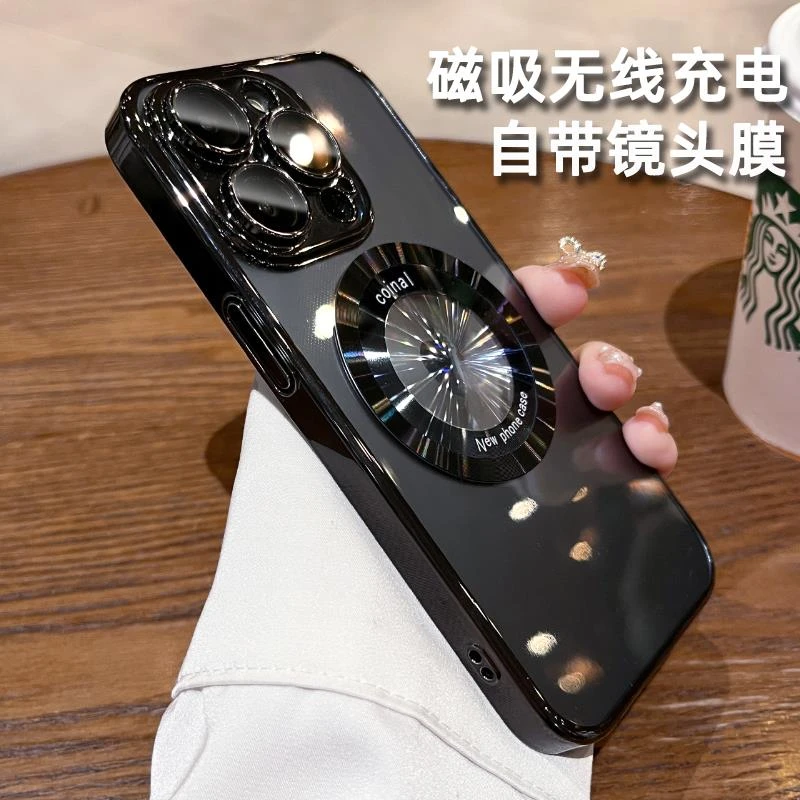 苹果14promax手机保护壳磁吸透明全包防摔iphone14pro电镀带镜头