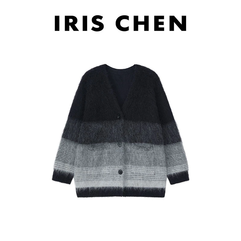 现货IRIS CHEN 罗曼克 冬款850g马海毛绵羊毛软糯毛衣外套24WT604