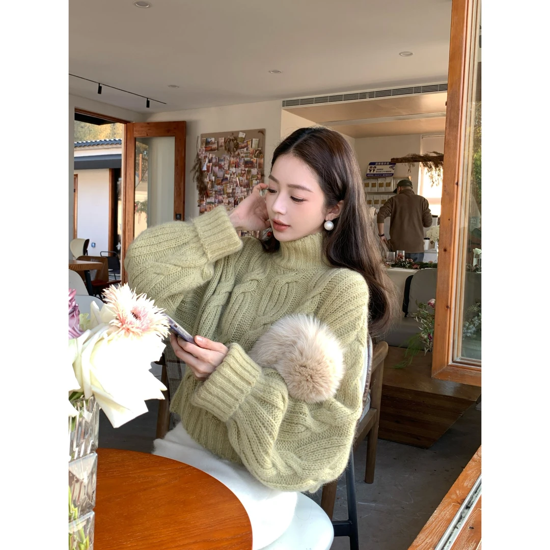 ELEVEN《空谷在野》高级慵懒风宽松短款加厚绞花针织毛衣