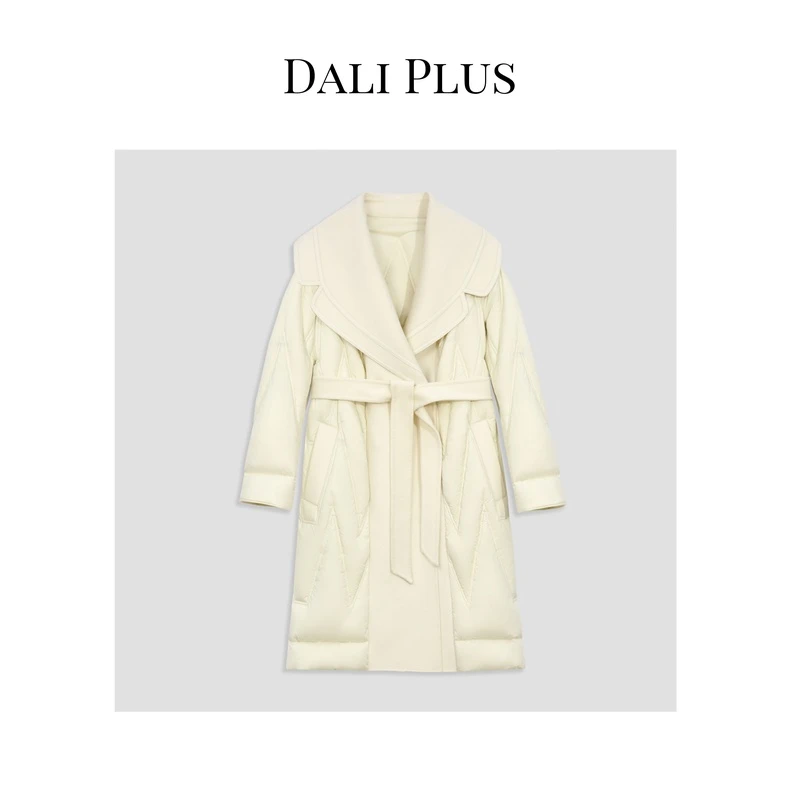 DALI PLUS90白鹅绒 羊绒羊毛双面呢中长款羽绒服-33267