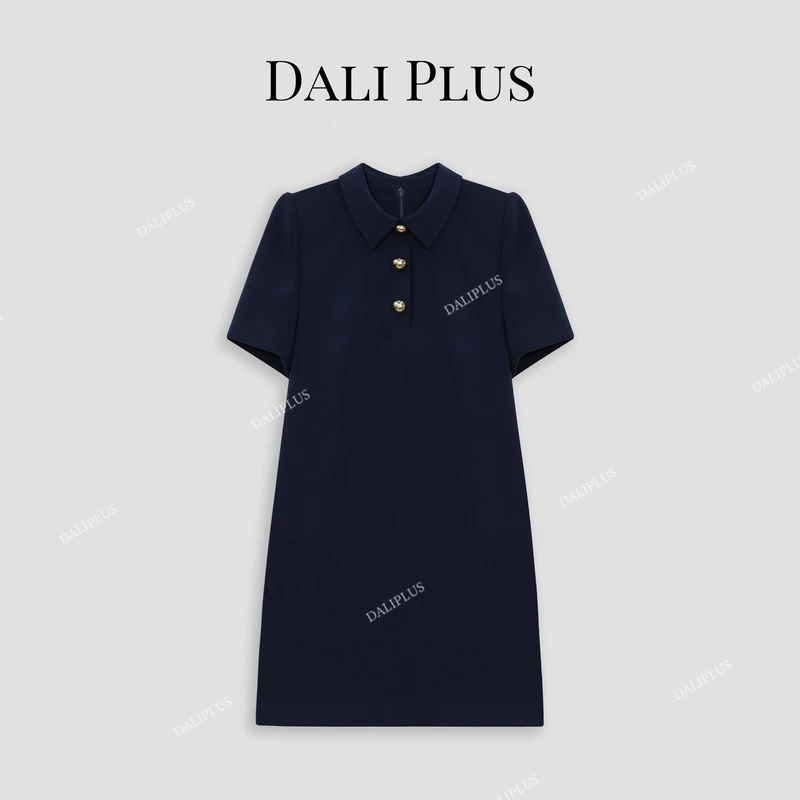 DALI PLUS法式高级感优雅藏青色高档女装连衣裙-D4XY0131