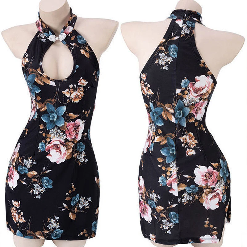 梦幻蝴蝶紫色御姐睡裙美背镂空薄款