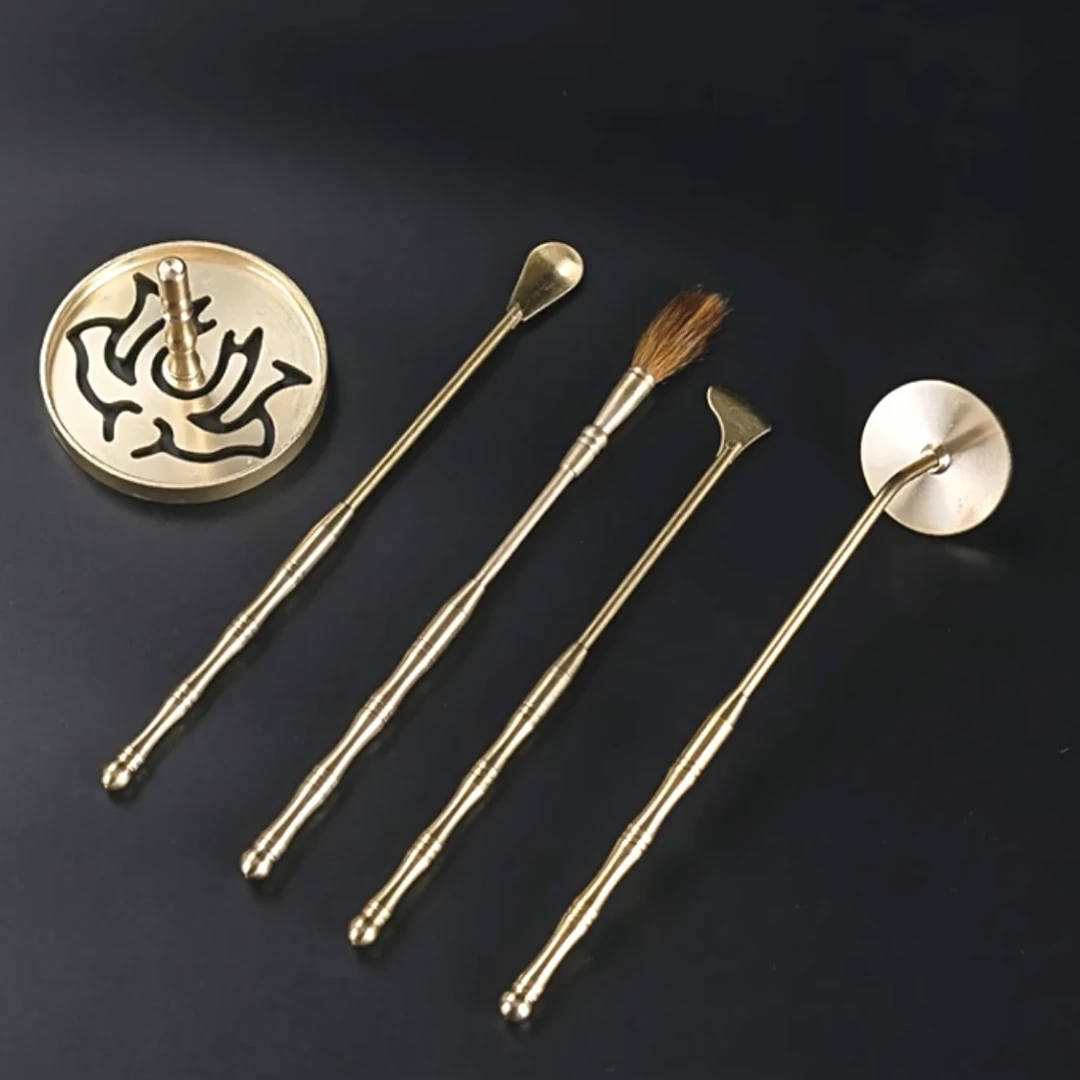 香篆铜制工具.香铲香勺香筷灰压