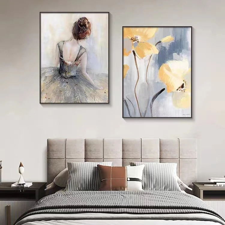 卧室床头装饰画轻奢高级感人物双联壁画北欧房间主卧挂画现代简约