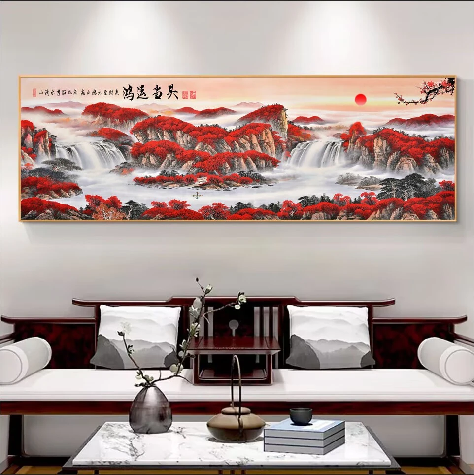 鸿运当头客厅装饰画主卧床头沙发背景墙高档大气书房办公室挂画