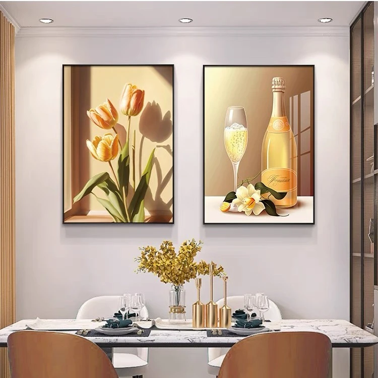 高端餐厅装饰画现代简约饭厅饭桌墙面壁画歺厅餐桌背景墙轻奢挂画