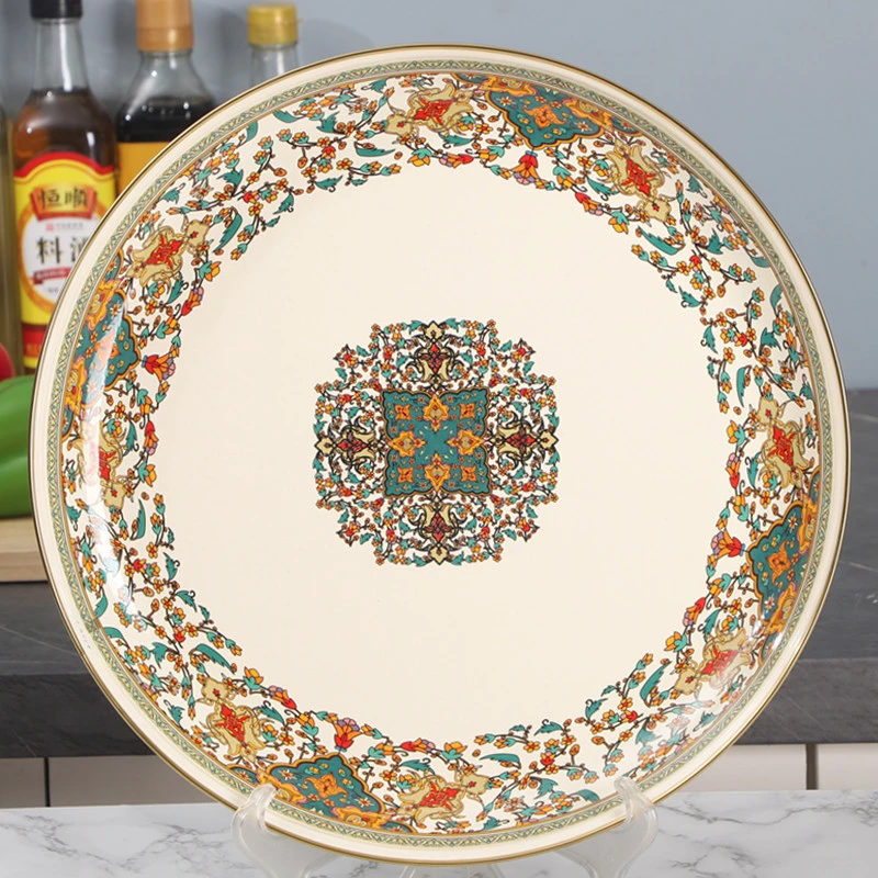 欧丽家珐琅搪瓷搪瓷盘圆形搪瓷托盘茶盘点心盘珐琅彩老式复古怀旧