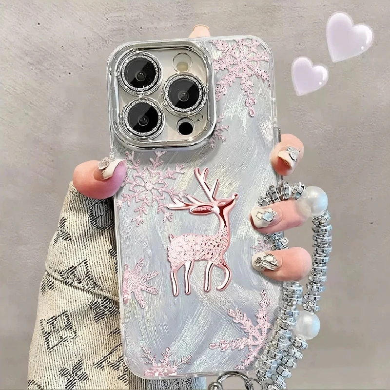 粉色小鹿适用苹果华为OPPOvivo小米iPhone16promax15/14/13手机壳