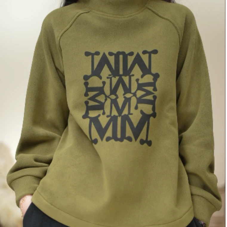 星星21662休闲百搭长袖印花秋冬套头奥粒绒卫衣