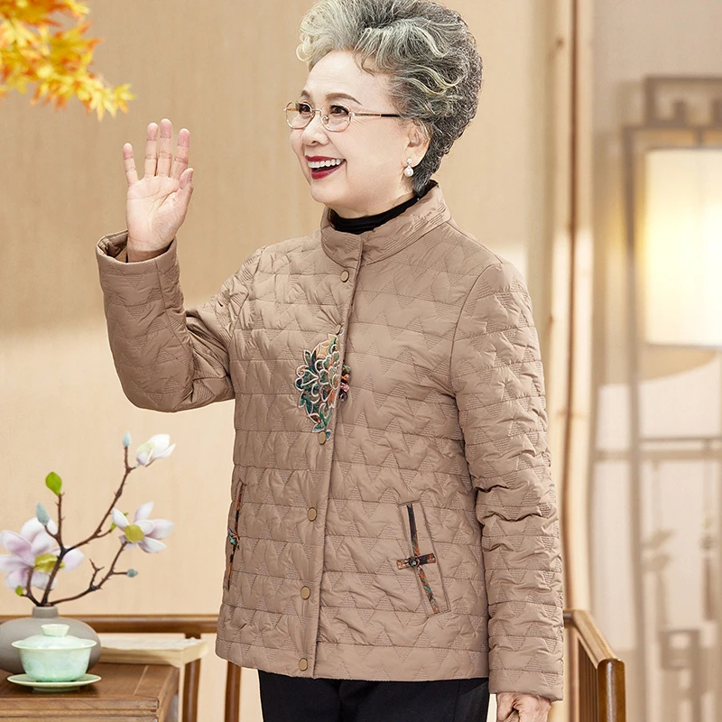 中老年人妈妈秋冬加绒轻薄棉衣老太太唐装休闲国风小棉袄奶奶棉服