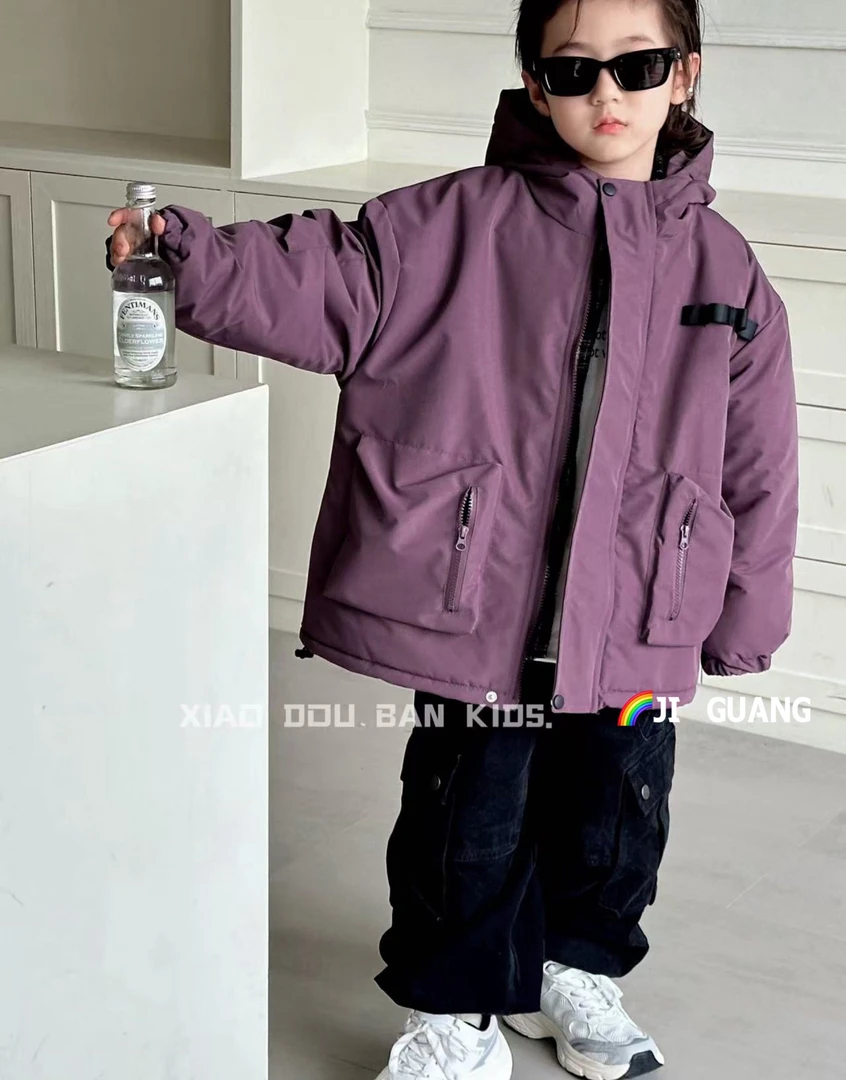 2024韩系带帽毛毛棉服